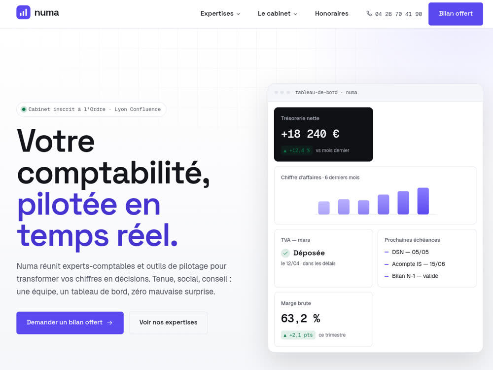 Aperçu du site modèle Numa