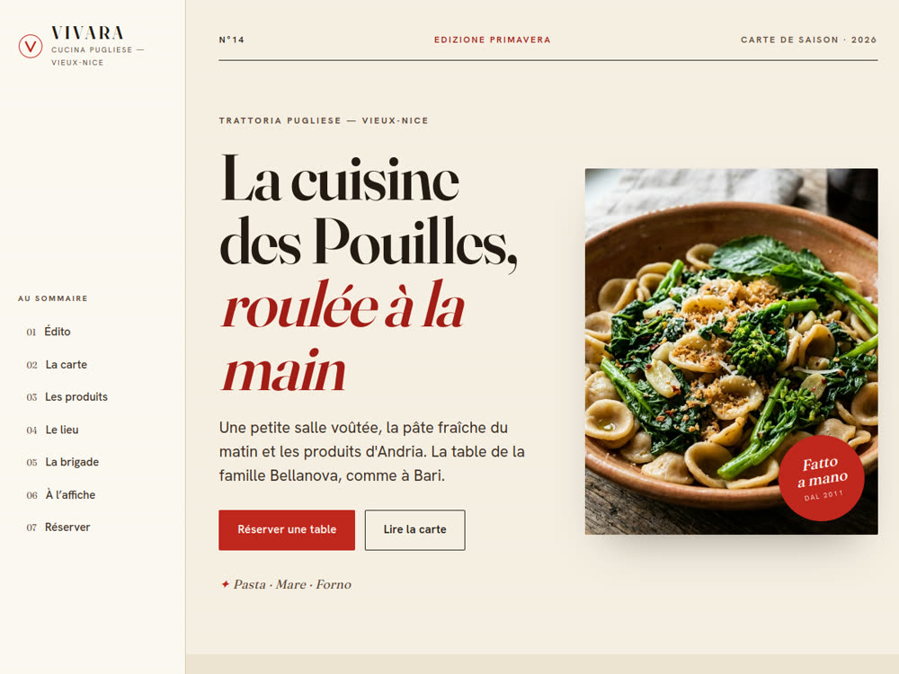 Aperçu du site modèle Trattoria Vivara